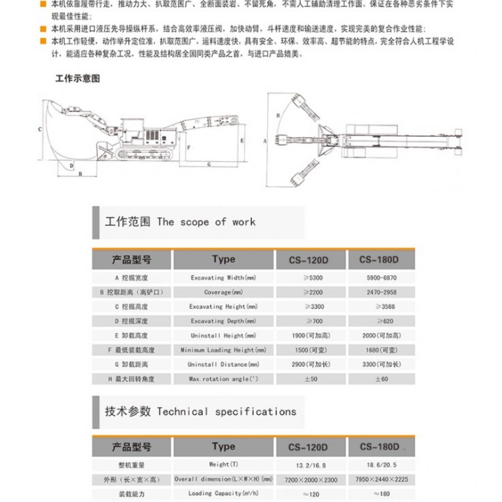 CS-120D大坡度專用履帶式扒渣機